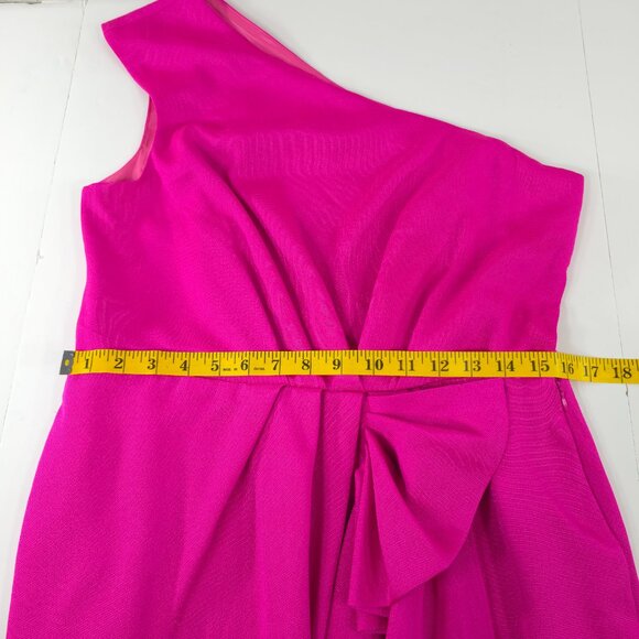 BCBGeneration ONE SHOULDER HOT PINK COCKTAIL DRESS WOMEN'S SIZE 12 LINED *FLAW* - Picture 13 of 16